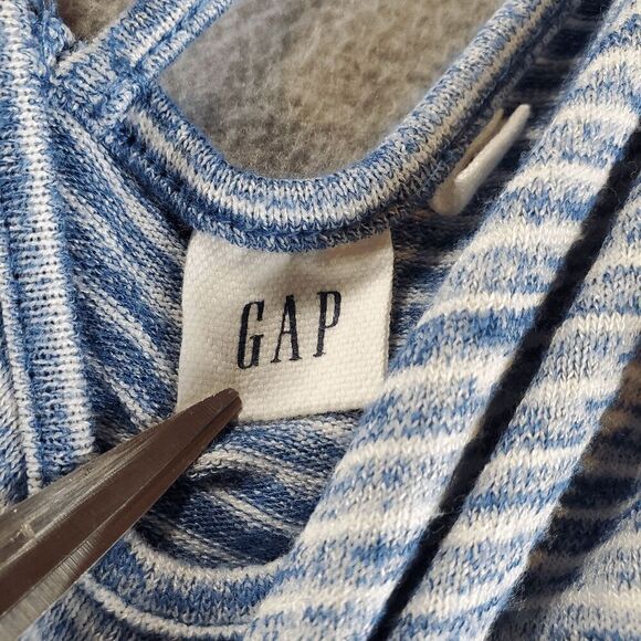 Gap Dress Womens Medium Blue Striped Tank Double Straps V Neck Back Drawstring - Picture 5 of 11